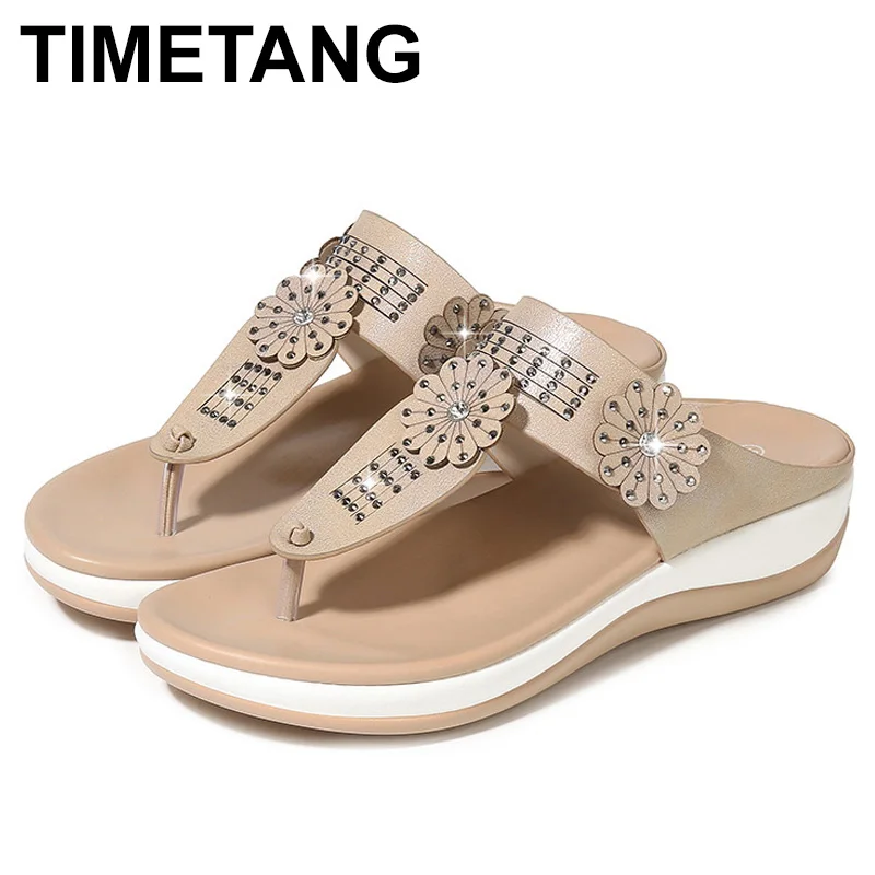 TIMETANGSummer Non slip Женская обувь на платформе модная с украшением в виде кристаллов