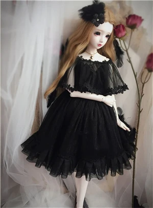 1/4 1/3 bjd кукла белое черное платье на заказ хвост красивые платья - Цвет: Черный