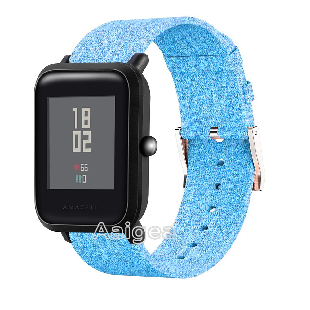 Синий Тканый тканевый ремешок для часов для Xiaomi Huami Amazfit Bip BIT PACE Lite, Молодежные часы, сменный нейлоновый ремешок на запястье 20 мм, ремешок - Цвет: Синий