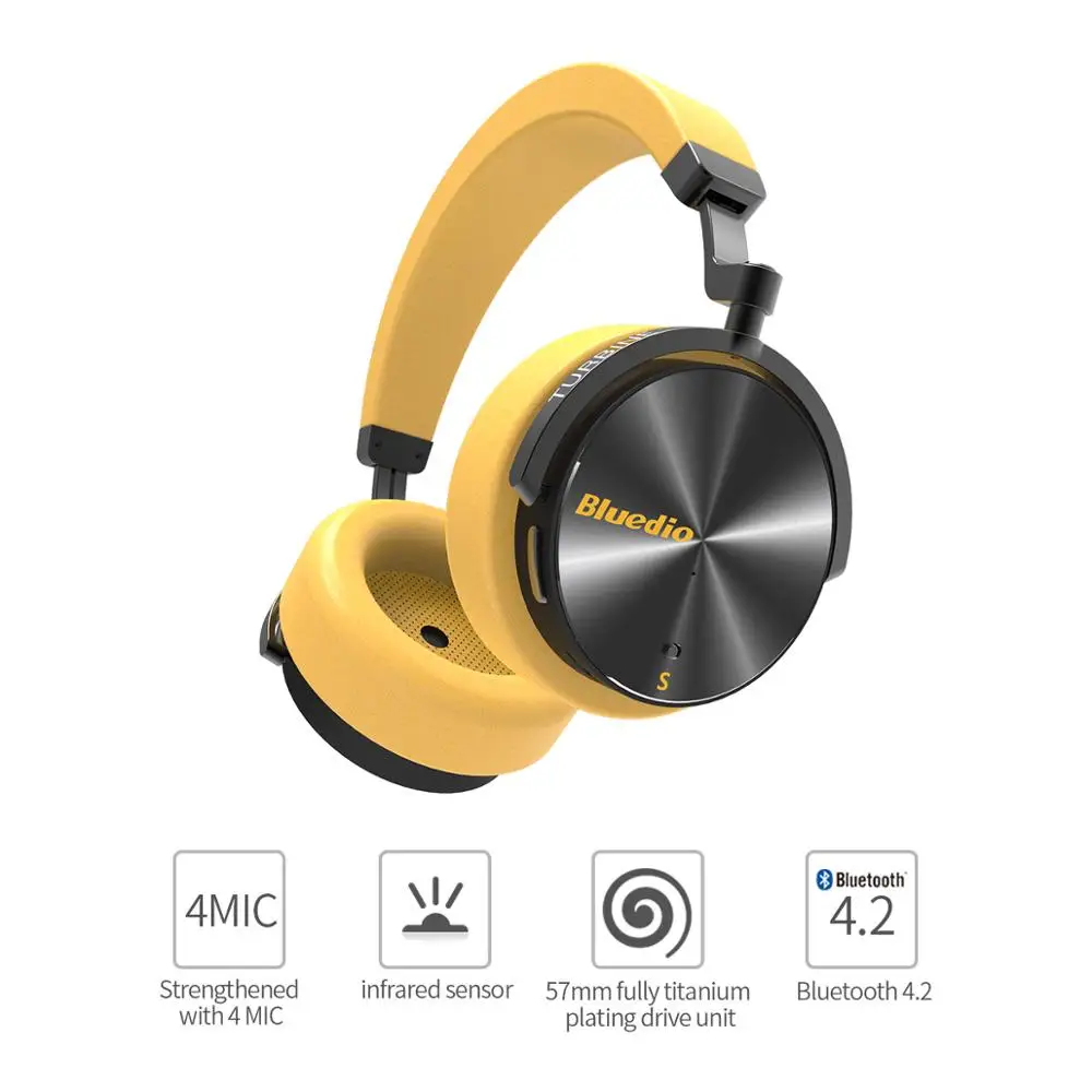Беспроводные Bluetooth наушники Bluedio T5S портативная гарнитура с активным