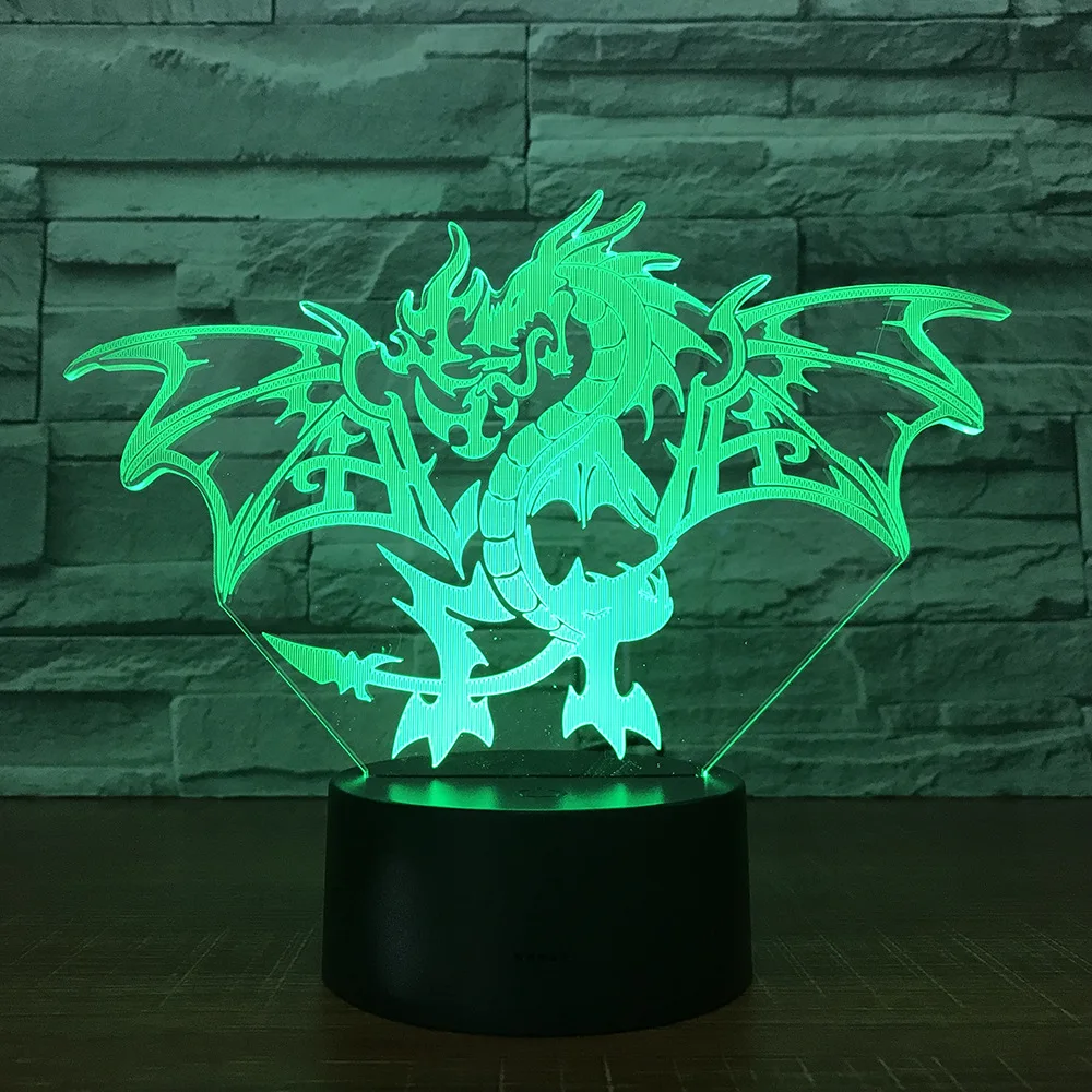 Fire Dragon 3d светодиодный светильник 7 цветов ночник для детей подарок сенсорный Usb
