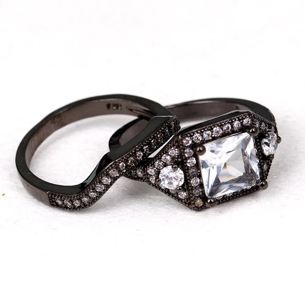 2018New Domineering black gold four-color zircon unisex Combination Detachabl ring Trend silver Accessories Size 6-10 woman gift | Украшения