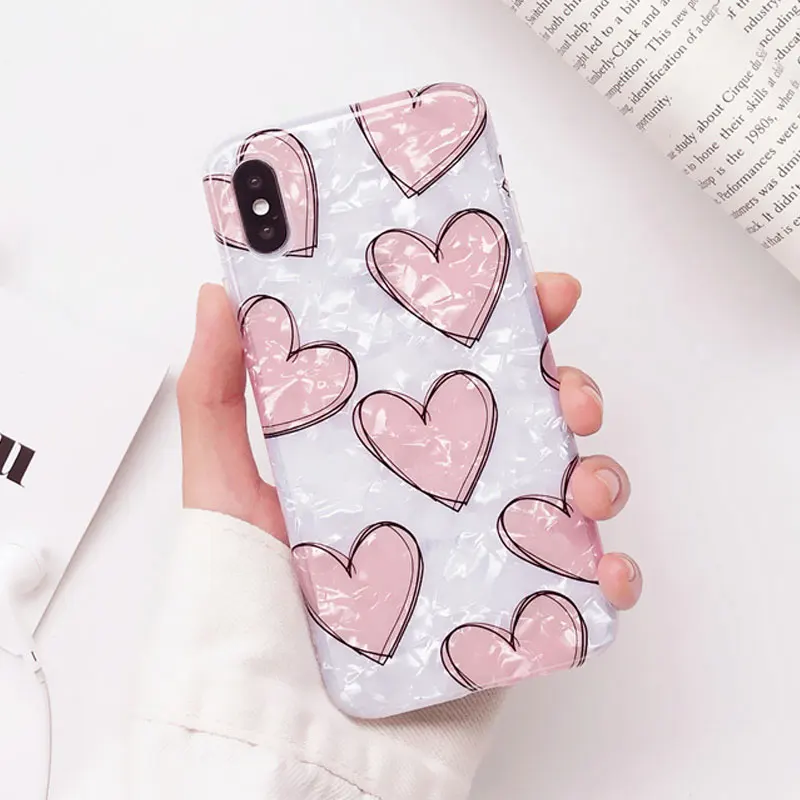 GYKZ Love Heart Beauty Conch Shell чехол для телефона iPhone 7 XS MAX XR X 6 6s 8 Plus Глянцевая мягкая задняя