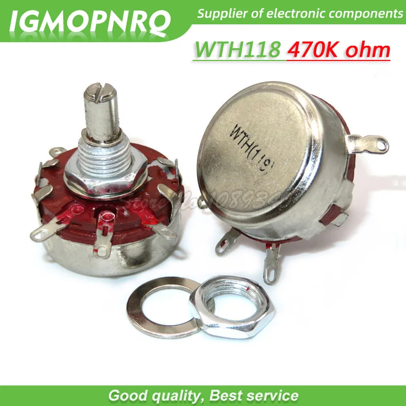 

5 шт. WTH118 2 Вт 1A потенциометр 470K ohm WTH118-2W круглый вал углерода вращающийся конический потенциометр WTH118