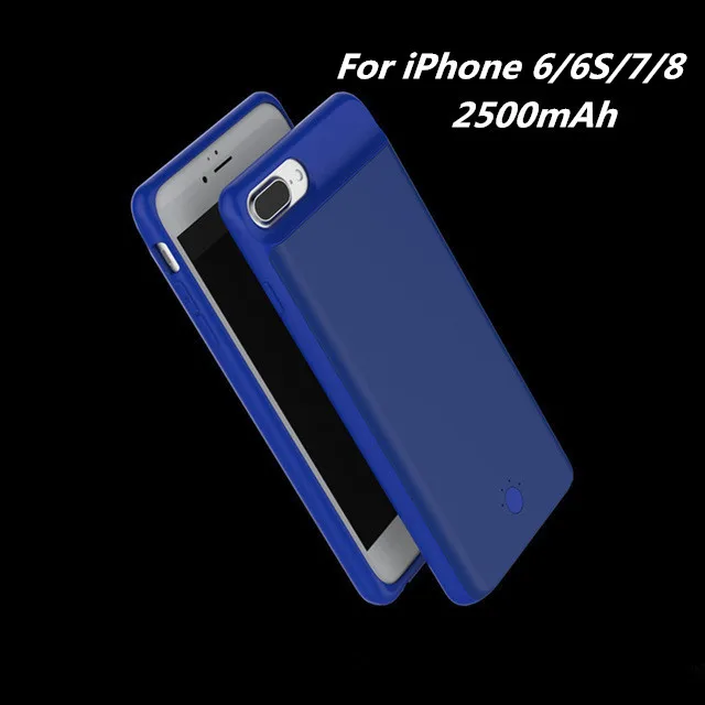Портативный внешний аккумулятор для iPhone 8, 7, 6, 6S Plus, магнитные Чехлы для зарядки аккумуляторов, чехлы для iPhone 6, 6 S, 7, 8, чехол для внешнего зарядного устройства - Цвет: Blue For 6 6S 7 8