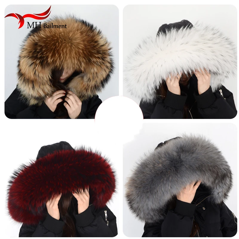 100% воротник шарф меховой натуральный мех енота Женское зимнее пальто женская