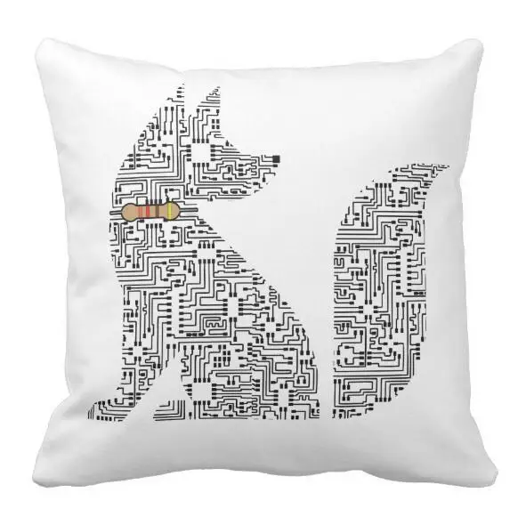

Geek Circuit Board Dog Illustration Throw Pillow Case Novelty Quirky Computer Circuit Board Cushion Cover Gag Funny Puppy Gifts