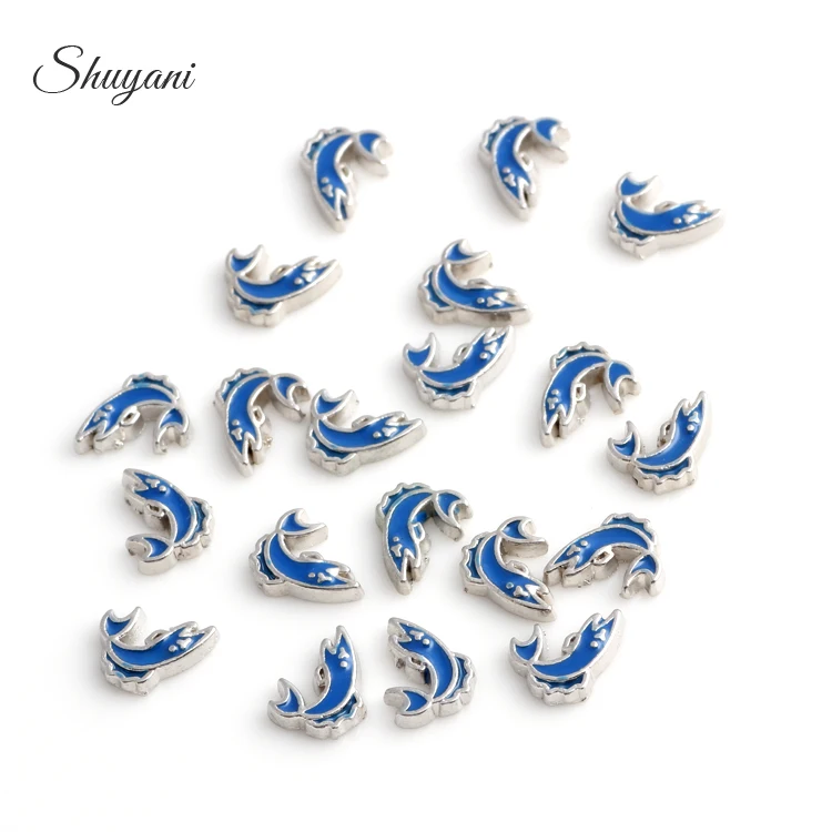 20 шт./лот эмалевые Подвески в виде акулы Плавающие медальон на память ювелирные
