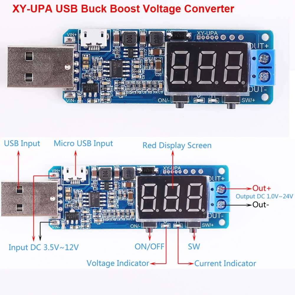 XY-UPA DC-DC 15 Вт Регулируемый USB понижающий модуль питания быстрое зарядное устройство CVCC понижающий повышающий преобразователь напряжения - Цвет: XY-UPA