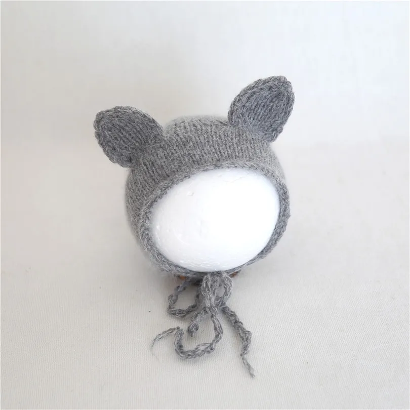 Baby Girl Photography Hat Knitted Pig Handmade Easter Animal Newborn Fluffy Bonnet Angora Yarn Props Set Soft Pink | Детская одежда и