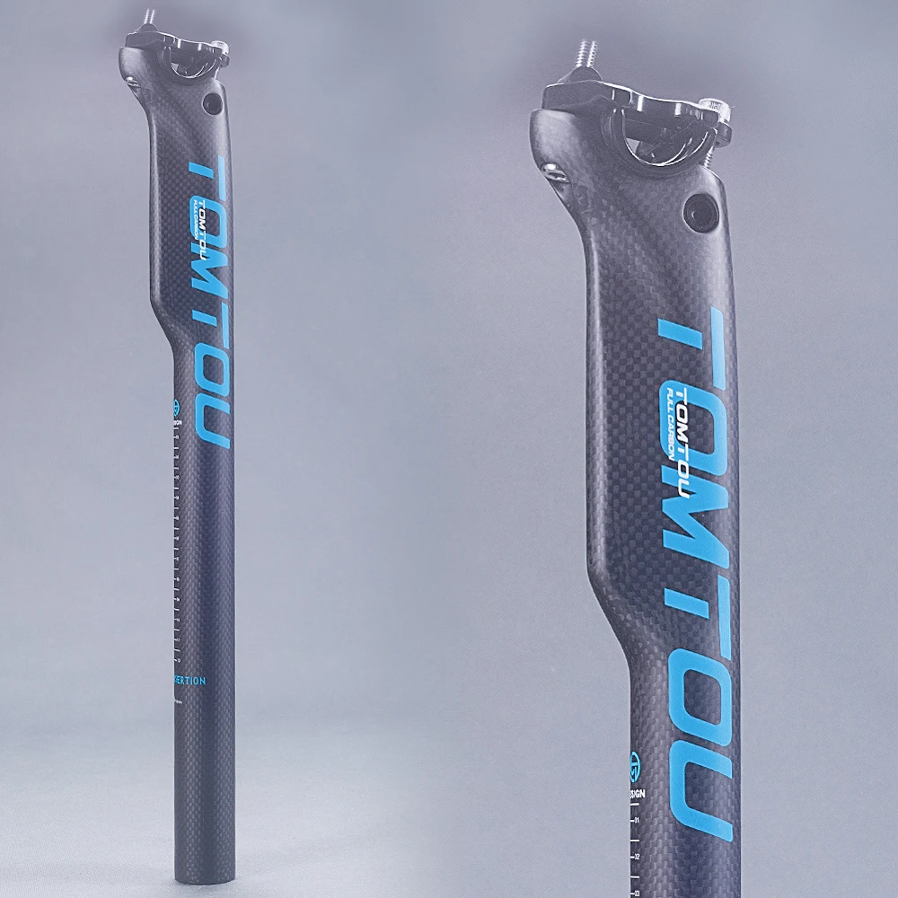 TOMTOU 3K Carbon Bike Breaking Wind Seatpost Road MTB Bicycle Seat Post Cycling Parts Matte Blue 27.2/30.8/31.6mm - T26M15 | Спорт и
