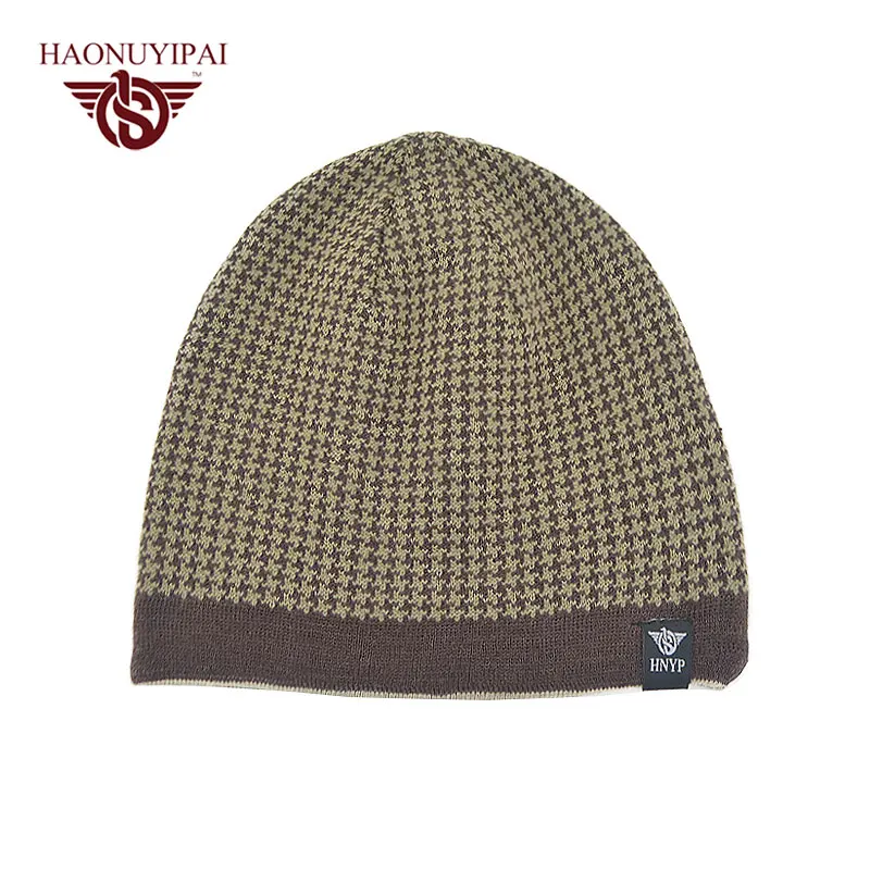 Оптовая мужская Вязать Зима Теплая Шапки Двойных Слоев Hat Skullies Шапочки шляпы Для