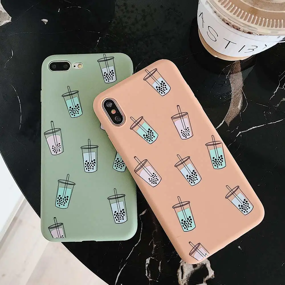 Boucho жемчужный молочный чай чехол для телефона с рисунком iphone XS MAX XR X модные мягкие