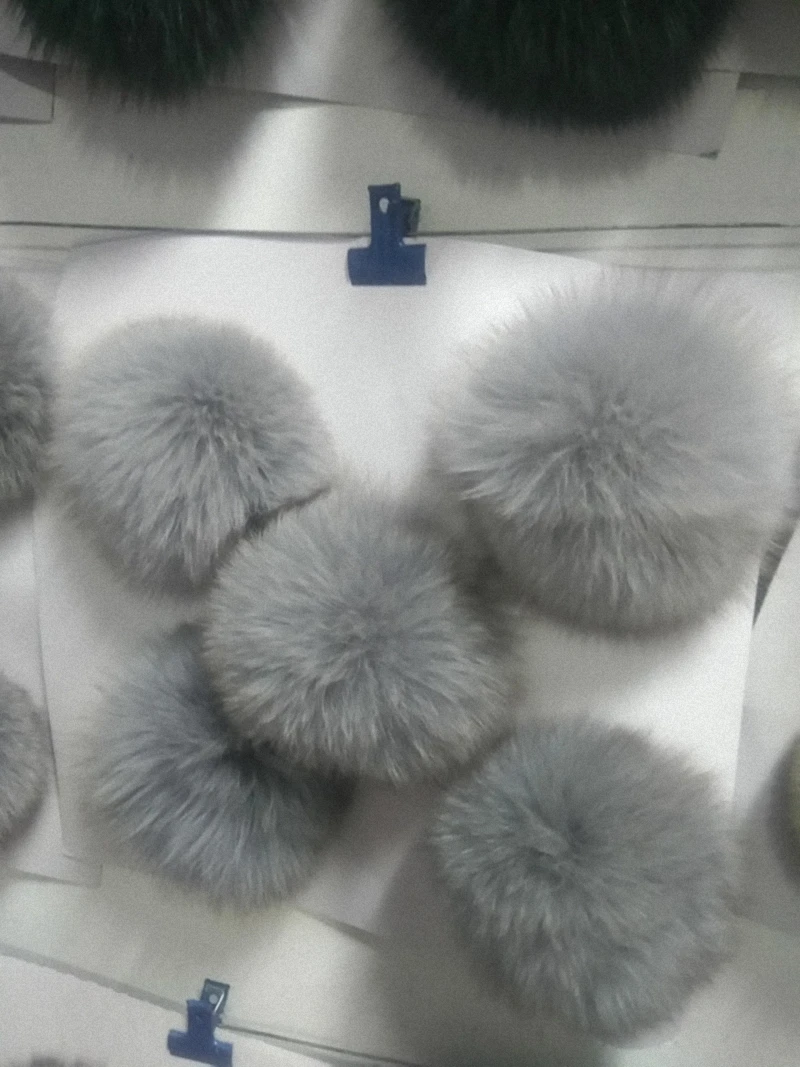 11 см натуральный Лисий мех помпон пушистая DIY зимняя шапка Skullies шапка вязаная шапка помпоны TKF009-pink