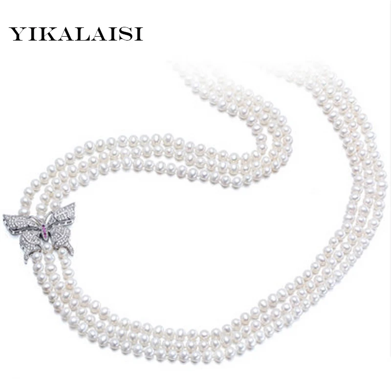 

YIKALAISI 2017 100% Natural Freshwater Long Necklace 5-6 mm Real Pearl jewelry For Women Best Gifts
