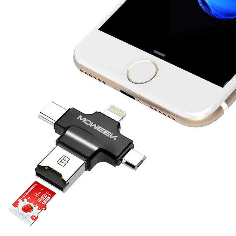 4 в 1 moweek 32 ГБ 64 флешки OTG USB флэш накопитель для iPhone 5/5S/5C /6/6 s plus/7/Ipad картридер
