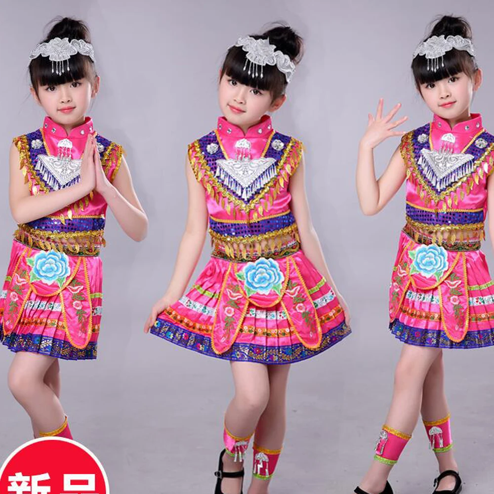 Hmong/китайские национальные танцевальные костюмы для девочек детская Одежда