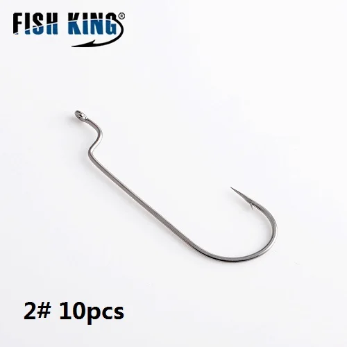 FISH KING 10 шт. Высокоуглеродистая сталь рыболовный офсетный крючок Приманка 1/0 2/0 3/0 1 2 3# круглый кривошипный крючок джиг Мягкая приманка червяк Крючки Япония - Цвет: 2