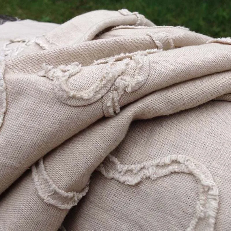 Linen Floral Apparel Sewing Lace Fabric for Dress,Water Washed Natural Linen Embroidery Fabric,Diy Sewing Materials,Width 130cm
