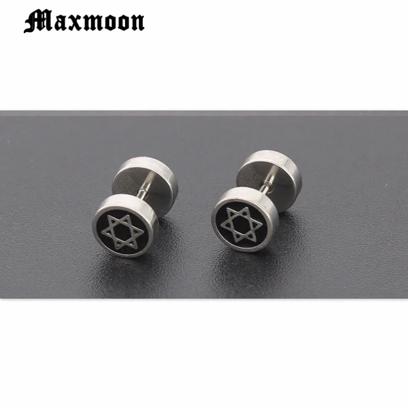 

Maxmoon Stylish Star Of David Earrings for Men Unique Stud Earrings Stainless Steel Male brincos