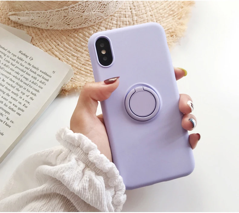 SoCouple жидкостный мягкий силиконовый держатель для телефона чехол для iphone 11 Pro Max X Xs max XR 7 8 6 6s plus сплошной цвет кольцо ручка чехол для телефона