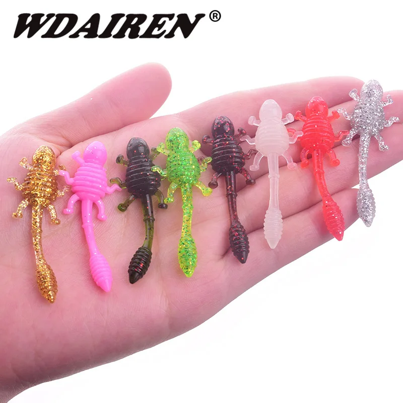 

10Pcs/lot Wobblers Fishing Lures 50mm 1.2g Easy Shiner Jig worm Swimbait Artificial Silicone Salt Scent Soft Bait Carp Bass Lure