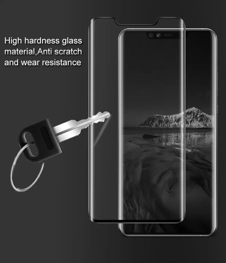 Изогнутое закаленное стекло с полным покрытием для Huawei Mate 20 Pro защита экрана