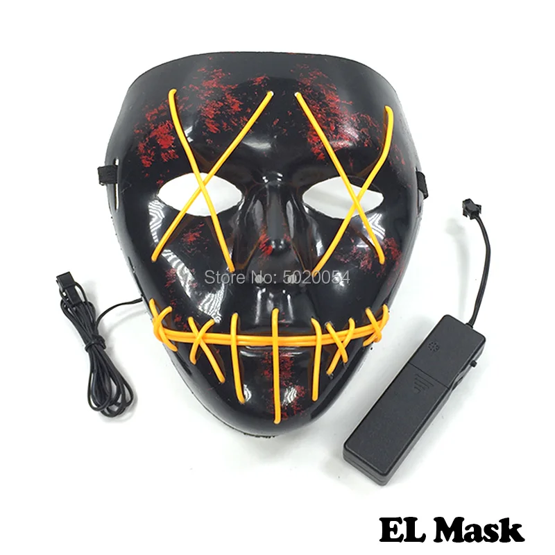 High-Grade Led Neon Glowing Mask Scary Flashing EL Festival Light Cosplay in Dark Masquerade Birthday Gift | Тематическая одежда и