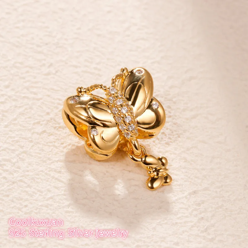 Весна 100% 925 стерлингового серебра декоративные бабочки браслеты с подвесками