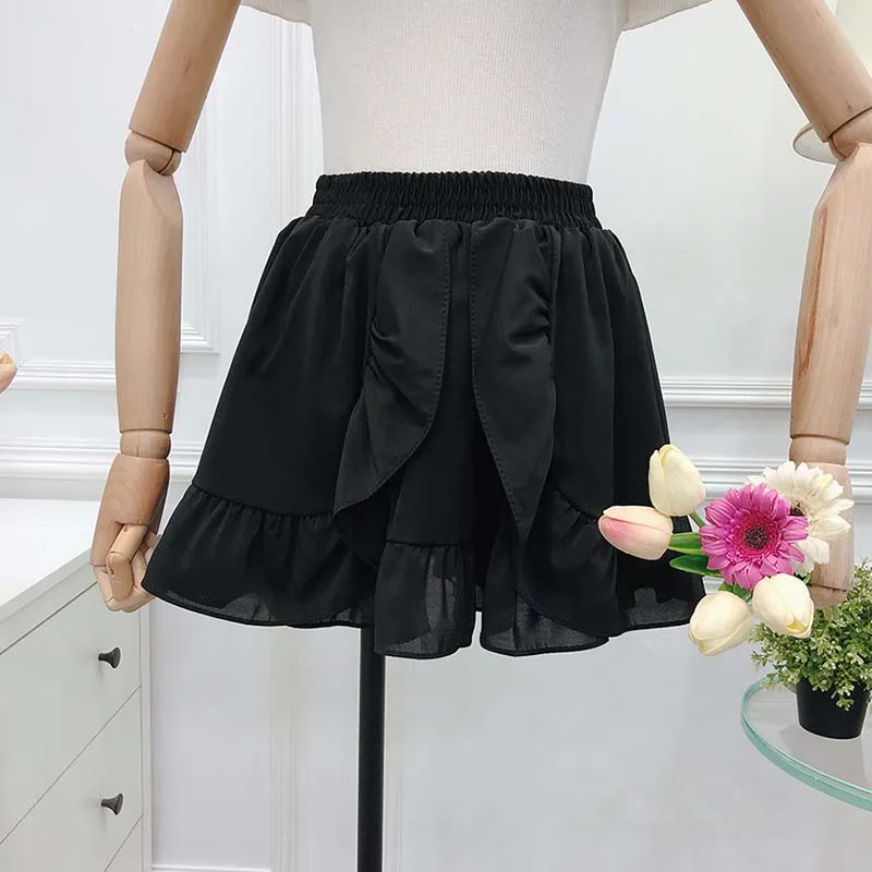 DOSOMA эластичным поясом шифон мини юбка женщин рюшами line короткая женская