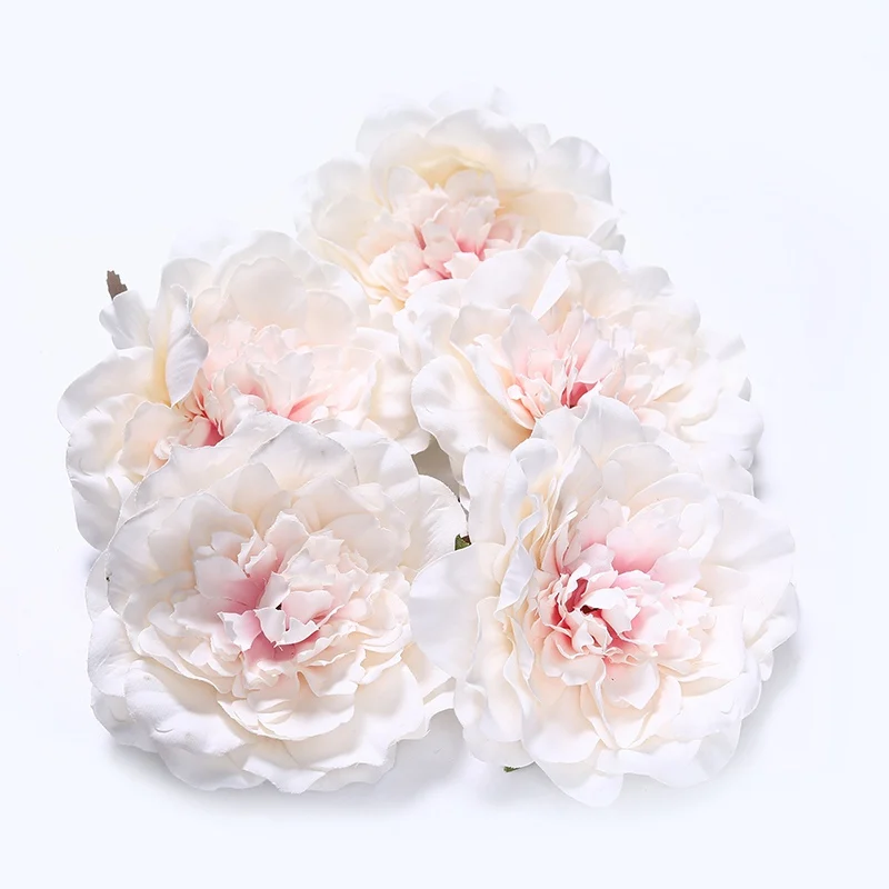 pink white 5 шт. 10 см Цветочные головки пионов декоративные Скрапбукинг искусственный цветок для дома Свадебные украшения DIY Декоративная гирлянда цветок - Цвет: pink white