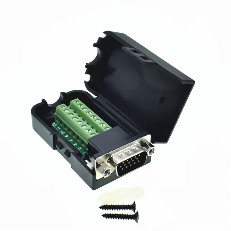 Male Nut D-SUB DB15 VGA Мужской 3 ряда 15 контактный разъем Breakout терминалы винт тип DIY разъем - Цвет: Male Nut