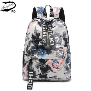 Женский винтажный рюкзак Fengdong, с рисунком в китайском стиле, школьные сумки для девочек