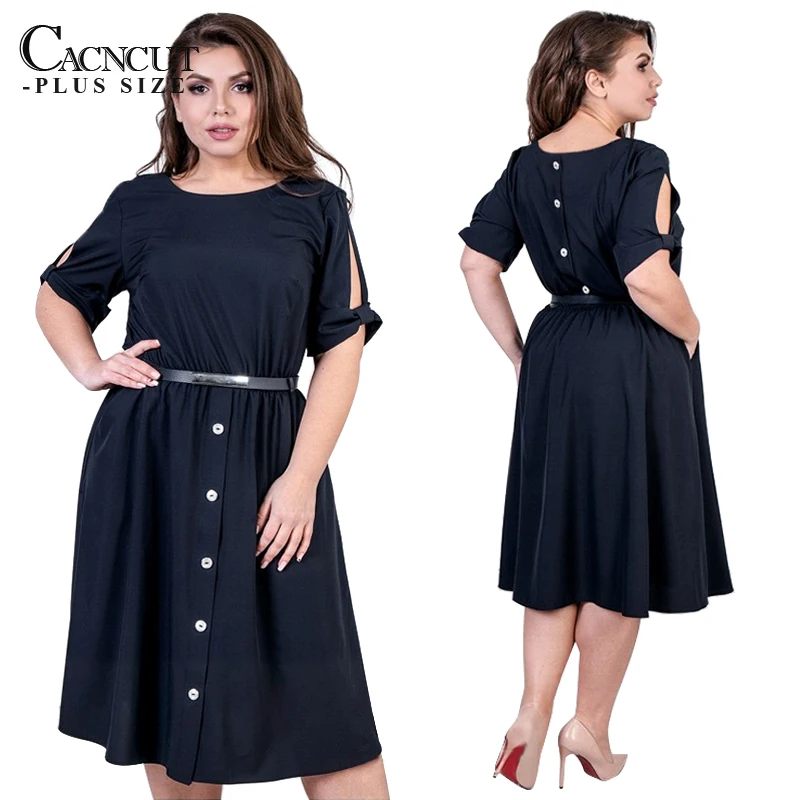 CACNCUT 5XL размера плюс женское летнее платье повседневное 6XL Большие размеры офисные женские элегантные свободные вечерние платья