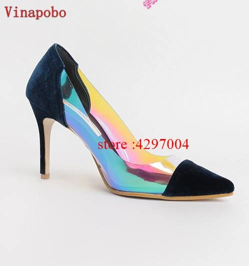 Vinapobo/женские туфли-лодочки; офисные женские свадебные туфли; прозрачные вечерние туфли с острым носком на шпильке; женские туфли-лодочки с закрытым носком - Цвет: 12cm