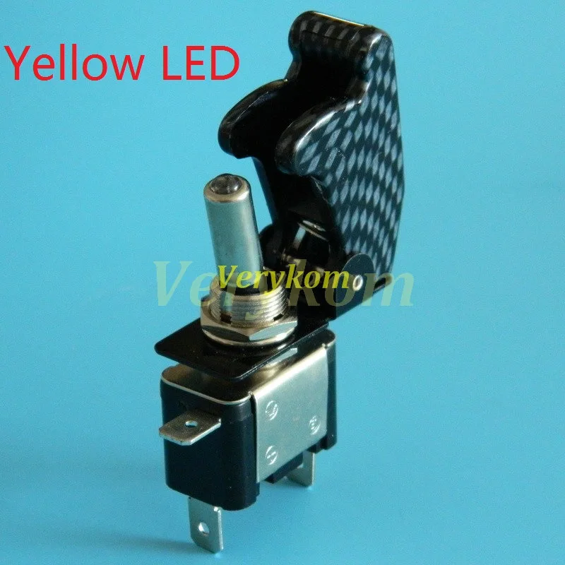 Yellow LED Filber 5X Авто переупаковка Foglight Переключить Swith с откидной крышкой лампы ORV внедорожник Racht гоночный автомобиль переключатели DIY 12 В 20A красные, синие светодиодный - Цвет: Yellow LED Filber