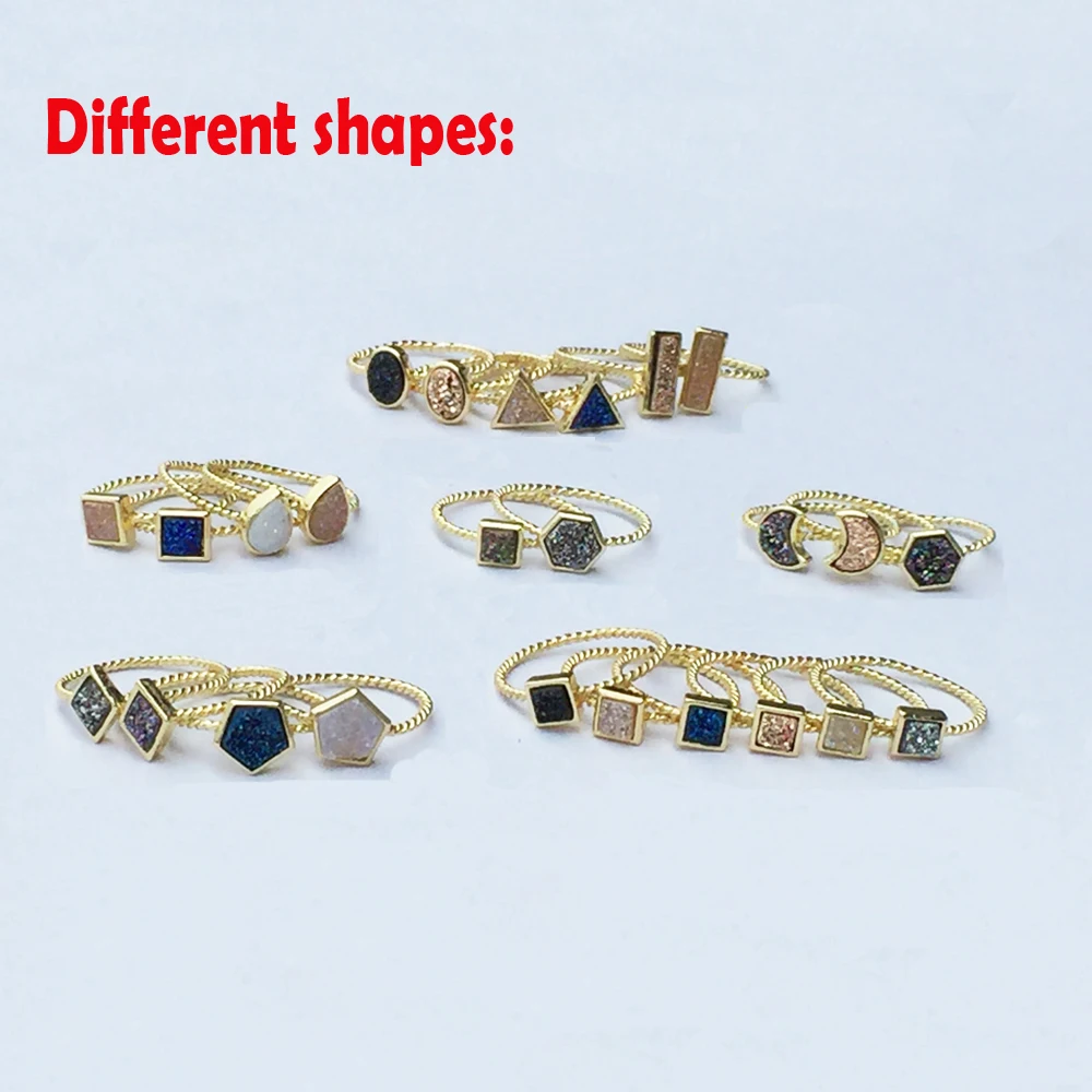 BOROSA дропшиппинг натуральный Агаты Титан Радужная Друза ободок кольцо