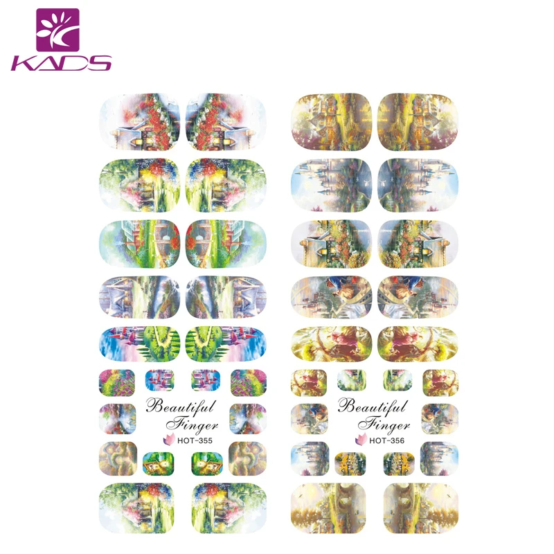 KADS HOT355 357 Красивая Сказка Мир Дизайн Ногтей Вода Передача Nail Art Наклейки Надписи