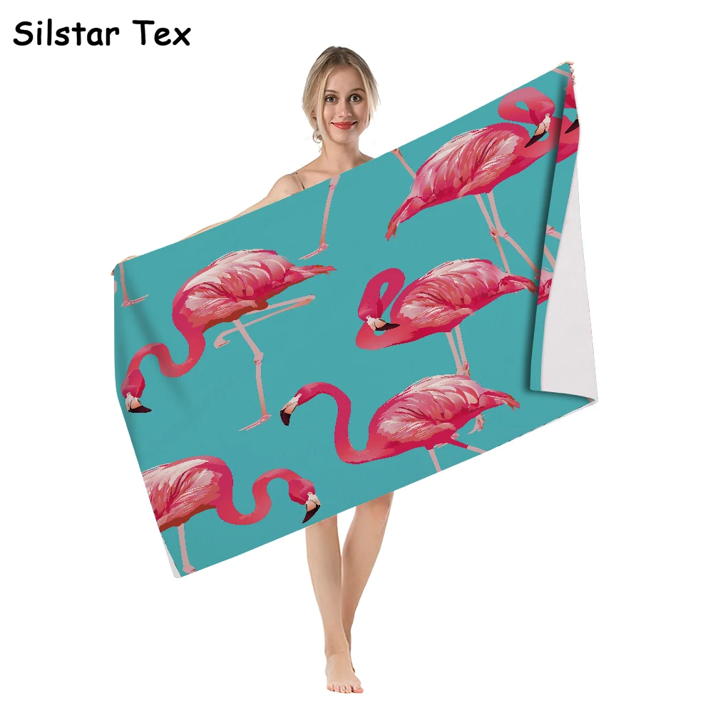 Silstar Tex Flamingo банное полотенце Большое пляжное из микрофибры для путешествий на