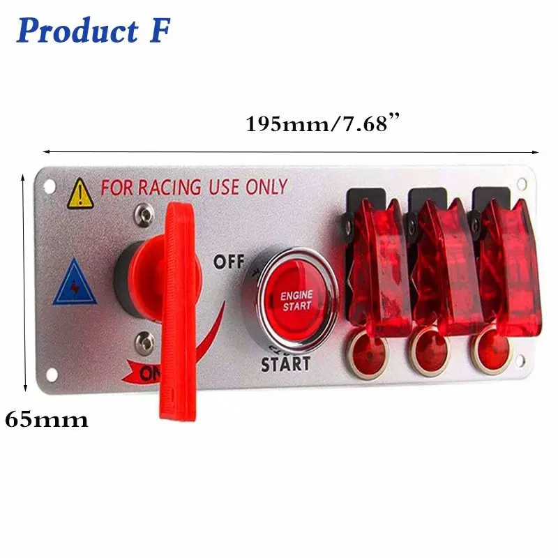 Product F DC12V 20A СВЕТОДИОДНЫЙ Переключатель зажигания Панель для спортивного гоночного автомобиля пусковая кнопка стартера авто переключатели - Цвет: Product F