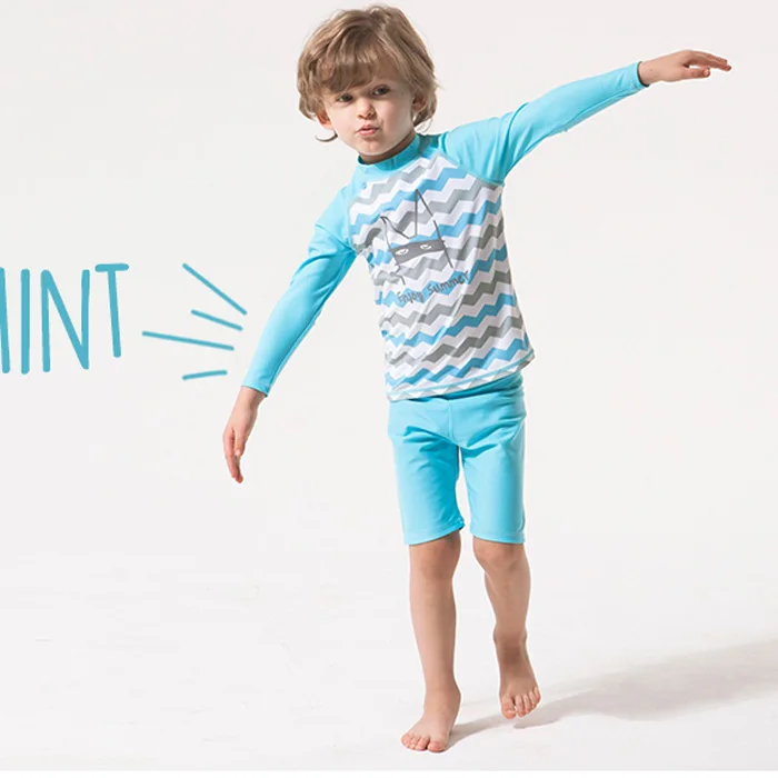 Cartoon Children Boys Girls Long Sleeve Swim Wear 2017 Baby Kids Printed Swimsuits Beach Two Pieces With Swimming Bathing Suit | Спорт и