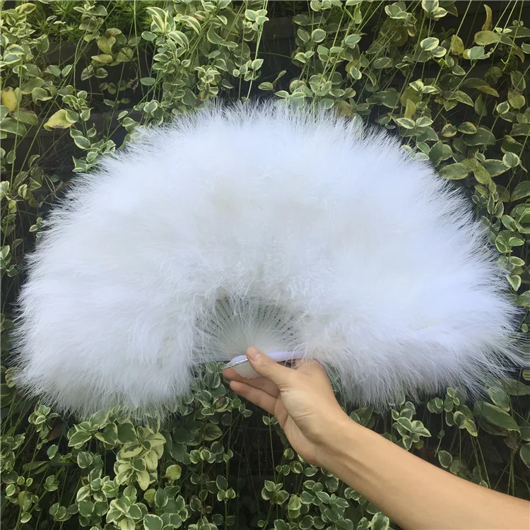 

50pcs Soft Fluffy Feather Fan Lady Hand Fan Fancy Dress Costume Folding Feather Fan Performance Dance Props wen5924
