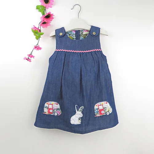 Детское джинсовое платье с мультяшным принтом на возраст 2-8 лет | Детская одежда и
