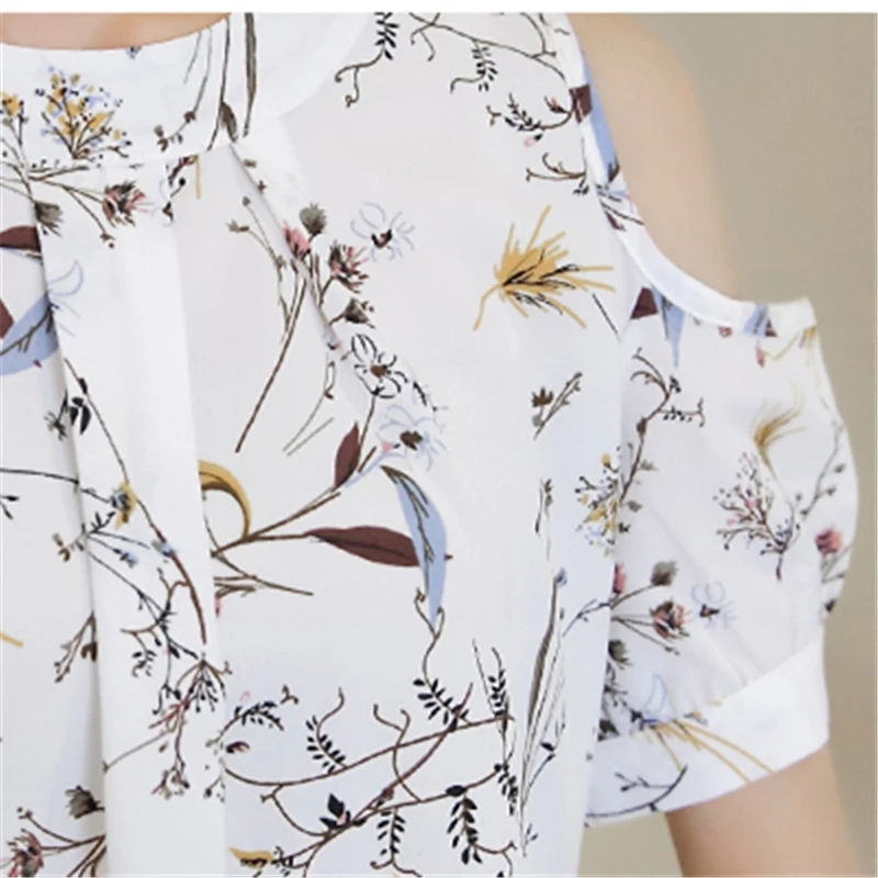 Женская шифоновая блузка с коротким рукавом цветочным принтом|women chiffon blouse|chiffon