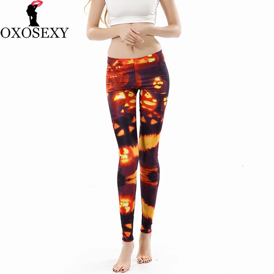 Новое поступление женские леггинсы для Хэллоуина с высокой талией Женские