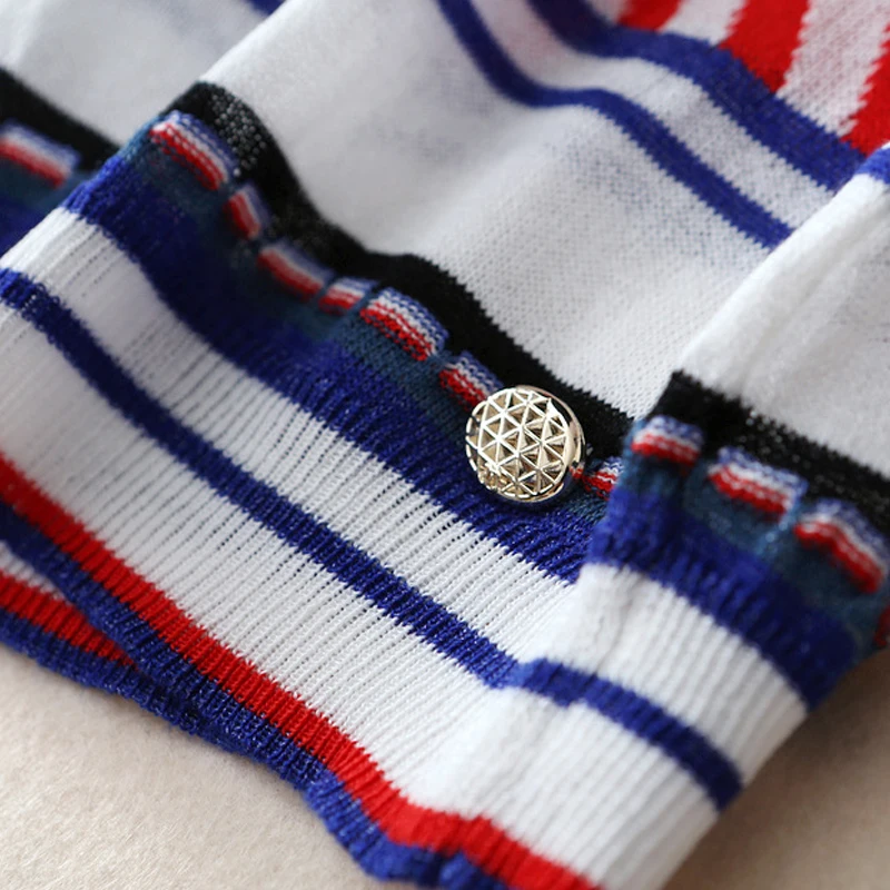 2019 Summer Women Runway Striped Sweater and Pullovers Short Sleeve O neck Korean Ladies Knitted Jumper Streetwear Tops Clothes | Женская