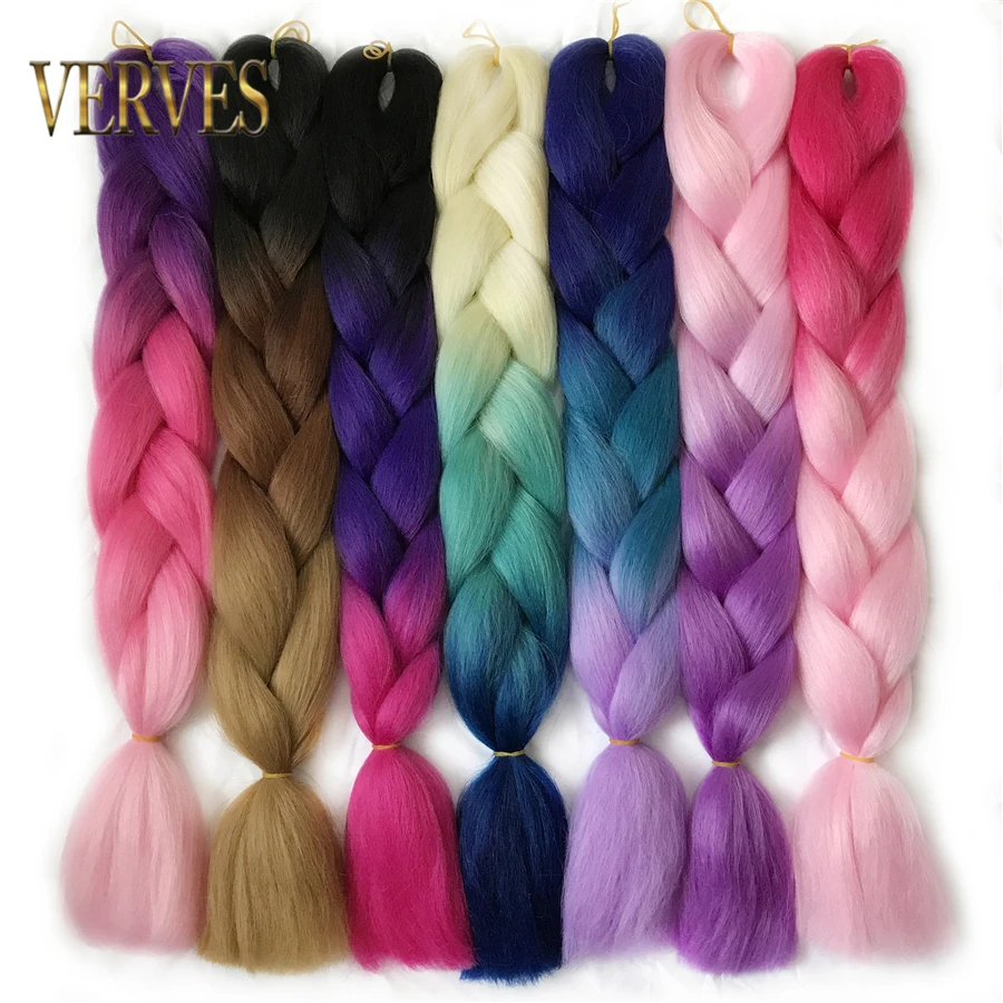 VERVES плетеные волосы 1 шт. 24 ''большие синтетические косы 100 г/шт., вязанные волосы с эффектом омбре, высокотемпературное волокно для наращивания волос