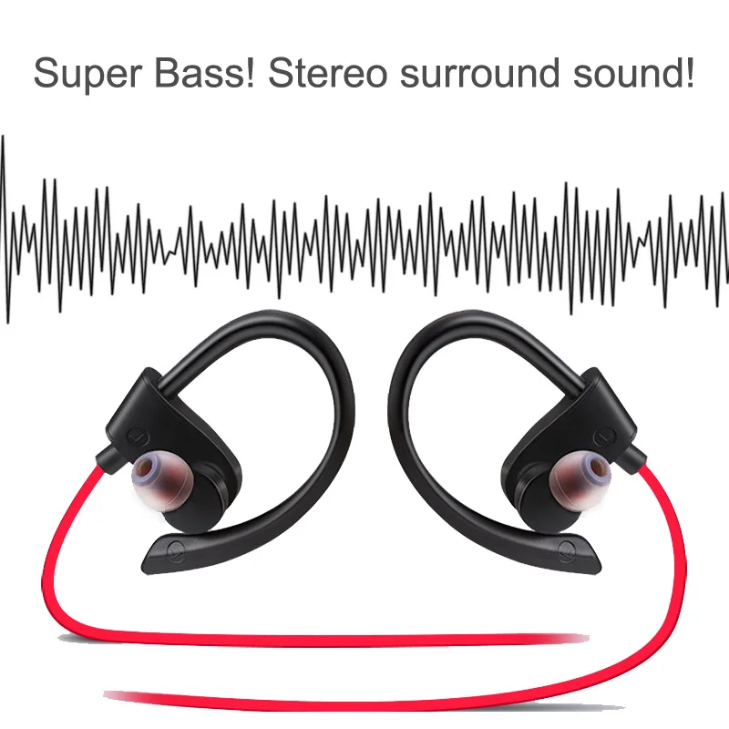 Bluetooth Беспроводные наушники с микрофоном спортивные Hifi супер бас настоящие