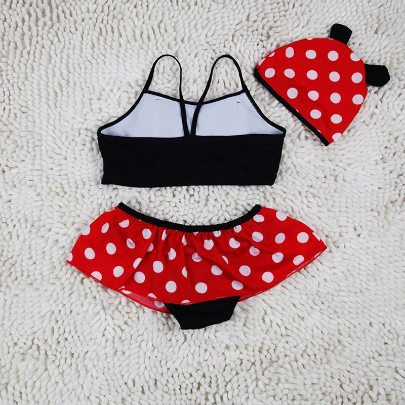 2019 Модный летний хлопковый купальный костюм в горошек с бантом для девочек 3