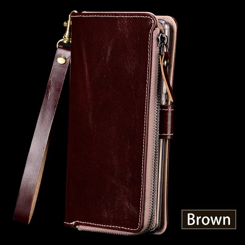02-Deep brown Многофункциональный чехол из натуральной кожи на молнии для xiaomi 9, силиконовый защитный чехол-подставка для телефона xiaomi 8, чехол - Цвет: 02-Deep brown